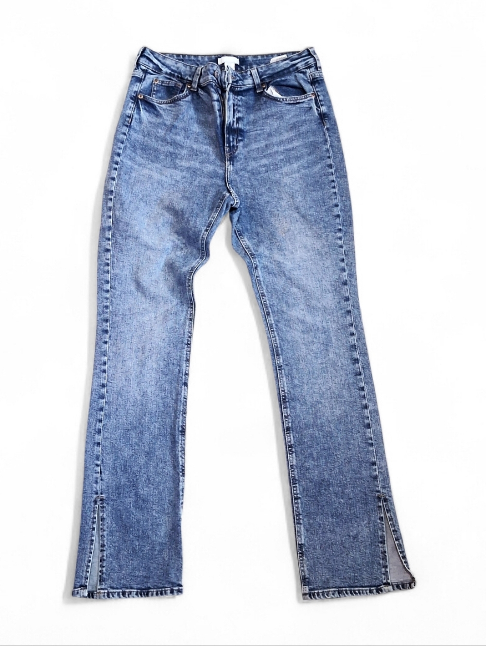 H&M Women's Acid Wash Flare Split Hem Denim Size 12